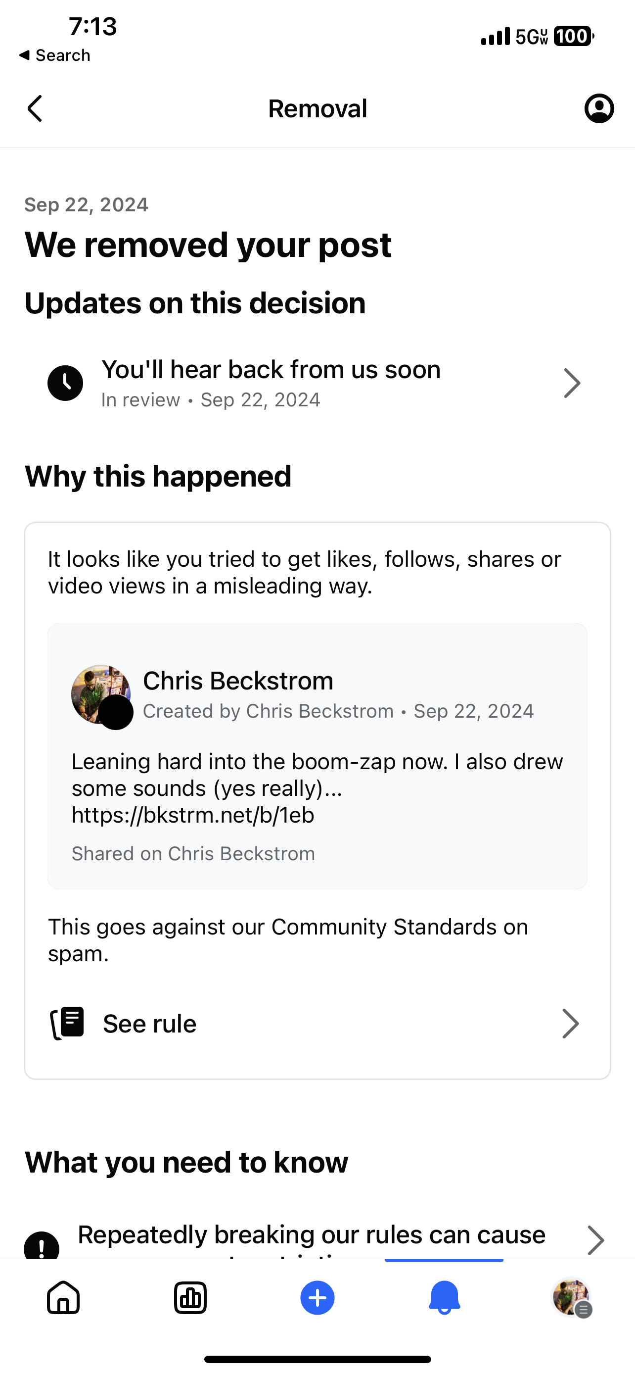 Facebook doesn’t like my blog